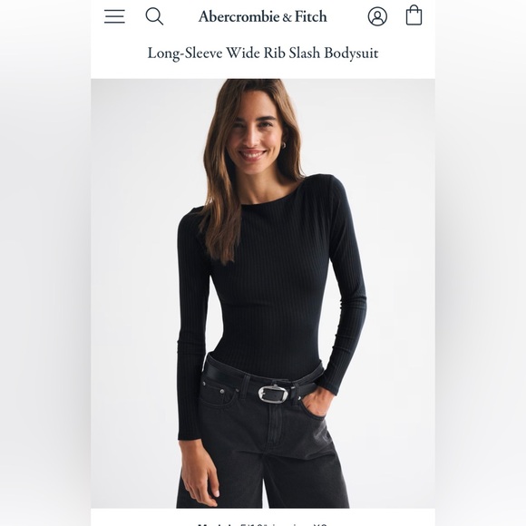 Abercrombie and Fitch sweater bodysuit ribbed black size medium - Picture 1 of 14